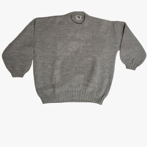 VINTAGE 80s Australian gray wool‎ kangaroo knit drop shoulder sweater M